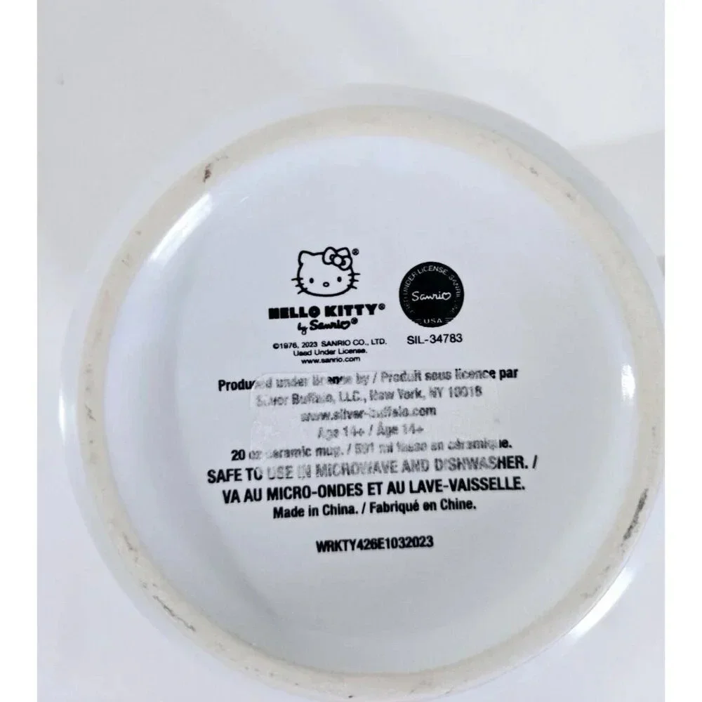 New Stylish Hello Kitty Coffee Mug, Hot or Cold, White & Red, 20fl oz - Picture 6 of 7